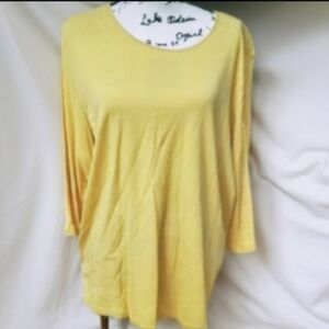 CJ Banks Mustard 3/4 Sleeve Top, 2X